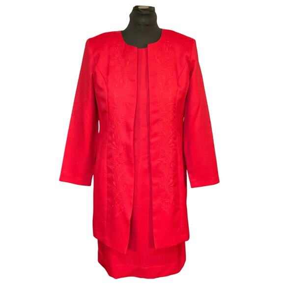 Anthony Richards Sheath Dress and Jacket Long Line Embroidered Holiday Size 14 - Picture 1 of 11
